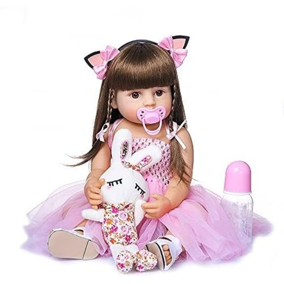 ❤️ Full Body Silicone Vinyl Flexibl Anatomically Correct Newborn Doll Girl - Picture 1 of 2